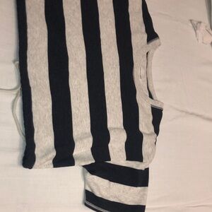 American Eagle Outfitters Black and Gray Striped Crop Top